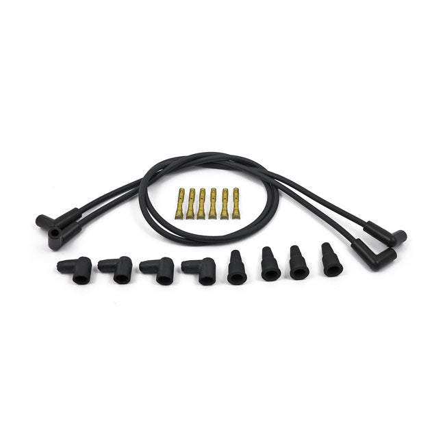 Compu-Fire, 8mm Spark Plug 4 Wire Set, Universal. Black for Up to 1999 H-D Style Coils (Excl. Twin Cam, M8). For Dual Plugged Heads