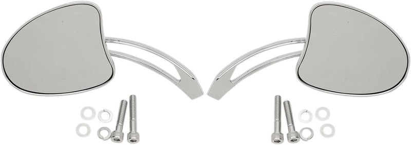 Drag Specialties Mirrors Tapered With Long Slotted Stems Chrome - Part #06401098 - Hogparts UK