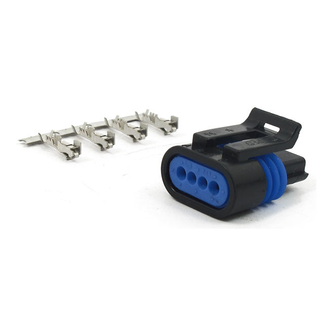Namz, Connector Idle Speed Control/Coil. 4-Pin for 01-05 Softail; 96-07 Touring; 04-10 Dyna; 07-12 Sportster; 02-06 V-Rod