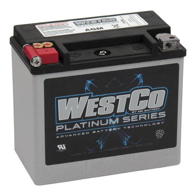 WesTCo, SeaLED Agm Battery. 12 Volt, 18Amp, 300Cca for 73-86 FXe; 82-94 FXR; 84-90 Softail; 79-96 XL