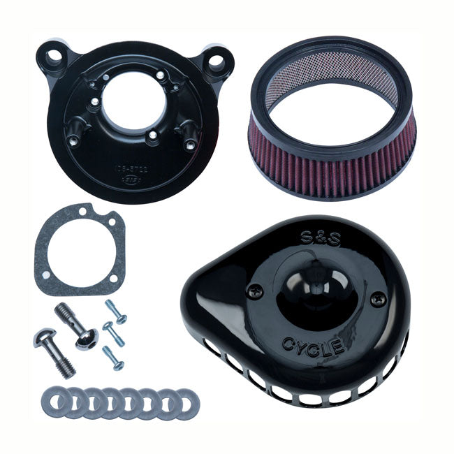 S&S Mini Teardrop Stealth Air Cleaner Kit for 00-15 Softail; 99-17 Dyna (Excl. 2017 FXdls); 99-07 Flt/Touring