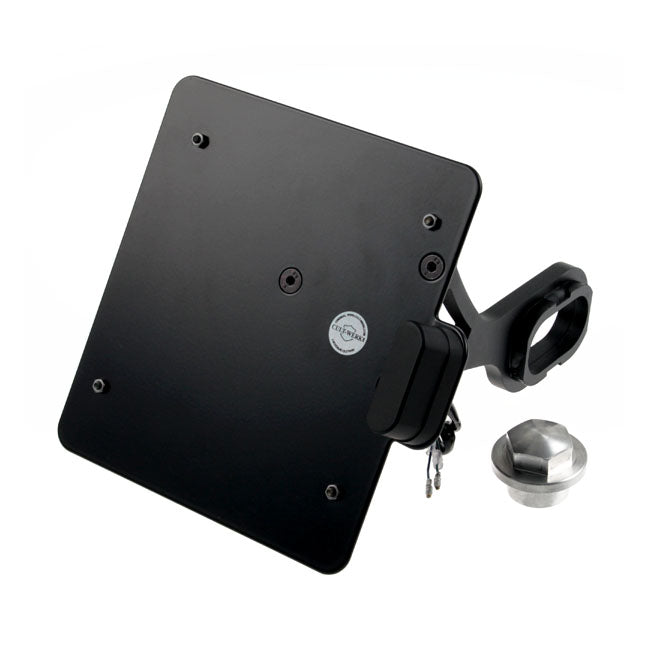 Cult-Werk, Side Mount License Plate Bracket, Black. Germany for 18-20 Softail (Excl. FXDRS)