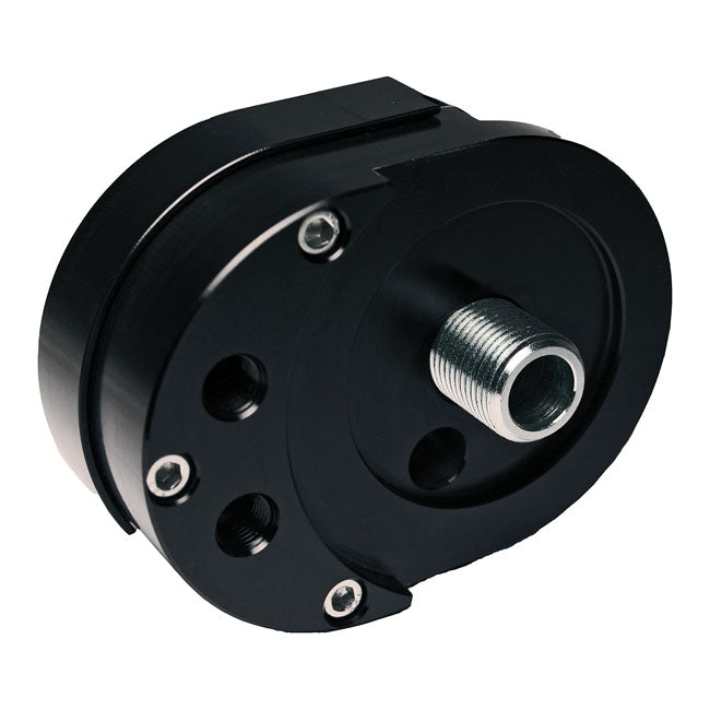 Feuling, Offset Oil Filter Adapter. Black for 95-99 Efi Evo Big Twin; 99-17 Twin Cam