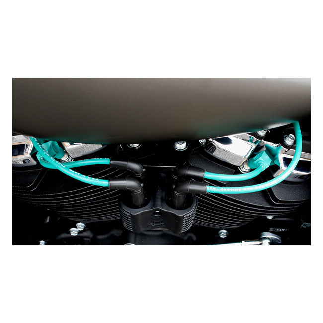 Taylor, 8mm Pro Wire Spark Plug Wire Set. Teal (Blue/Green) for 18-20 M8 Softail