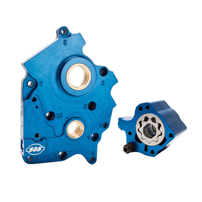 S&S Oil Pump And Cam Support Plate Kit for 18-20 Softail; 17-20 Touring. (Oil CooLED Models).  Repl. 62400178 (17-19 Models) & 62400238 (2020 Models) Oil Pump Assy & 25400133 (17-20 Models) Camshaft Support Plate