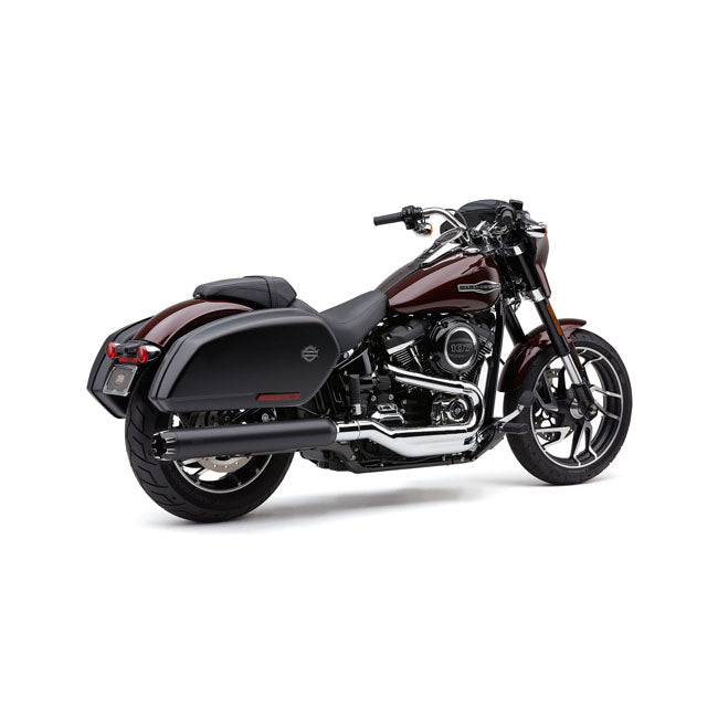 Cobra, Dual Cut 4" Slip-On Muffler. Black for 18-20 Softail FLSB Sport Glide