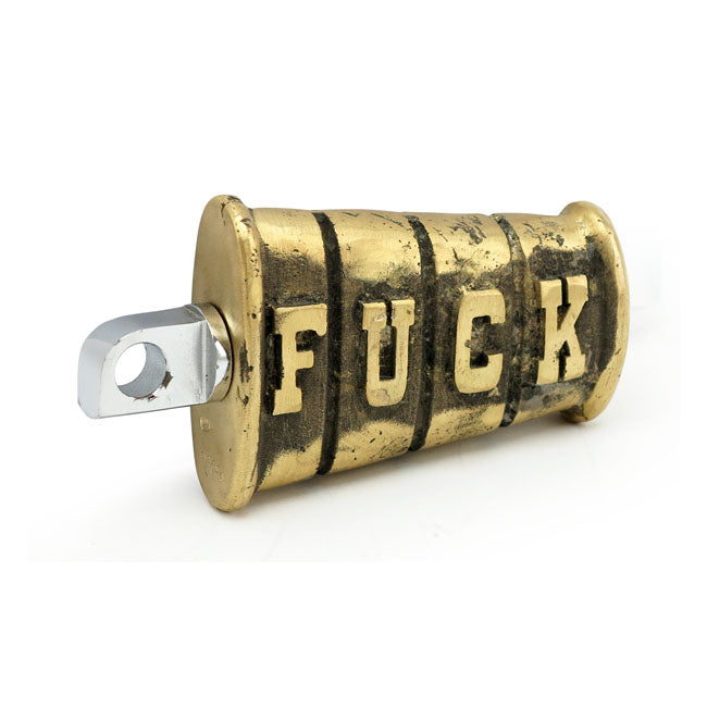 Wannabe Choppers, Kicker Pedal 'Fuck'. Cast Brass for Most H-D Models With Swing-Out Kick Pedal