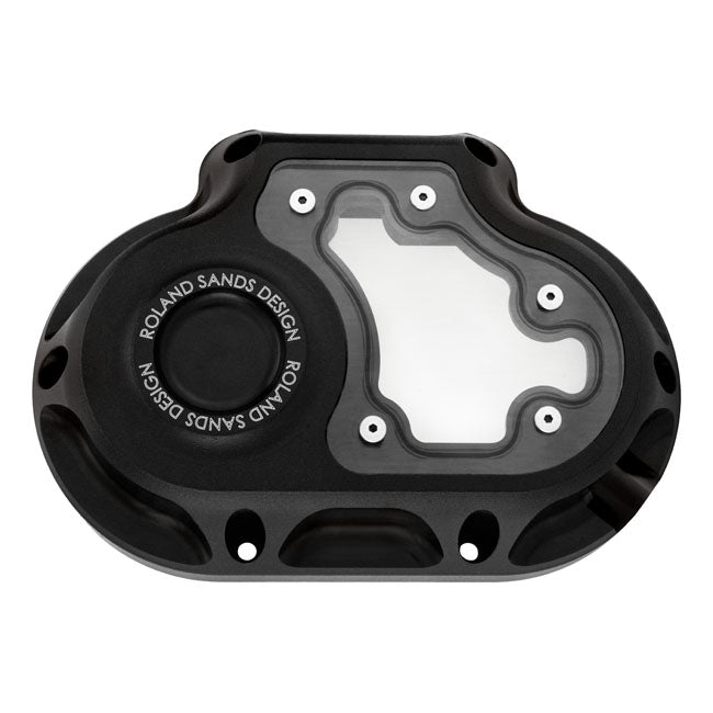 RSD Transmission End Cover Clarity, Cable Clutch. Black Ops for 06-17 Dyna; 07-17 Softail; 07-13 Touring; 14-16 FLHR/C