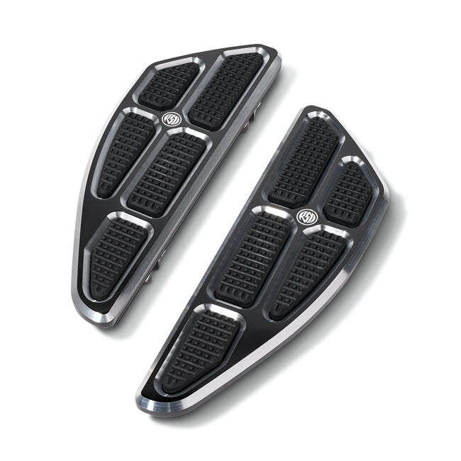 RSD, Boss Rider Floorboards. Black Contrast Cut for 86-17FL Softail; 12-16Dyna FLD Switchback; 83-20 Flt/Touring, Trikes