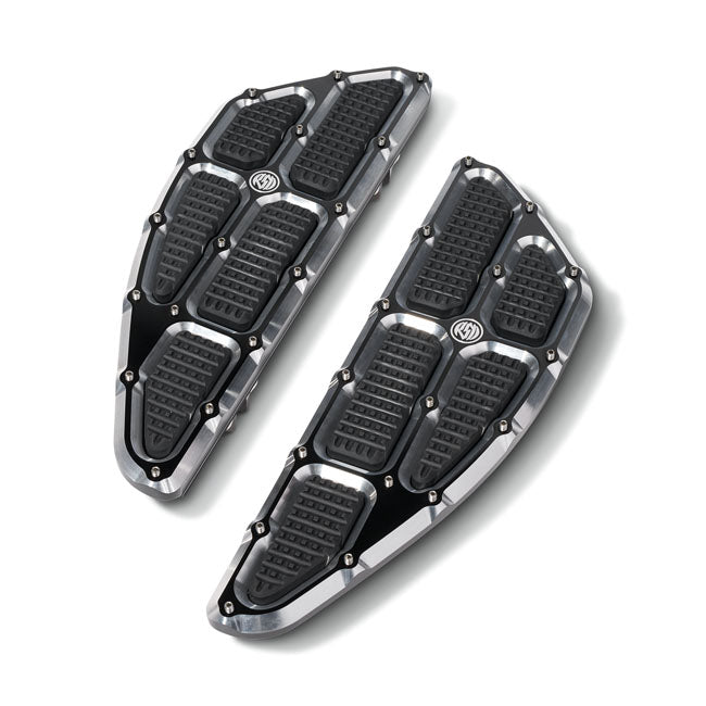 RSD, Traction Rider Floorboards. Black Contrast Cut for 86-17FL Softail; 12-16Dyna FLD Switchback; 83-20 Flt/Touring, Trikes