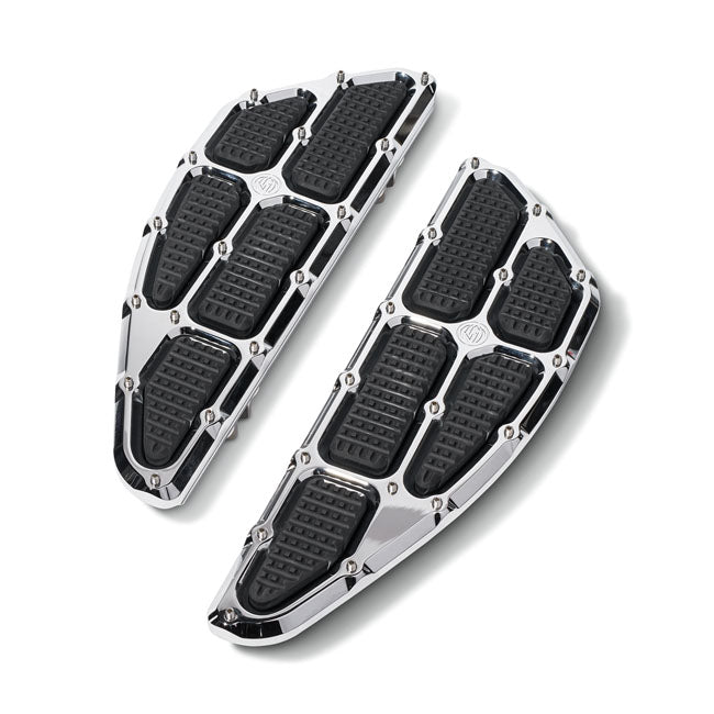 RSD, Traction Rider Floorboards. Chrome for 86-17FL Softail; 12-16Dyna FLD Switchback; 83-20 Flt/Touring, Trikes