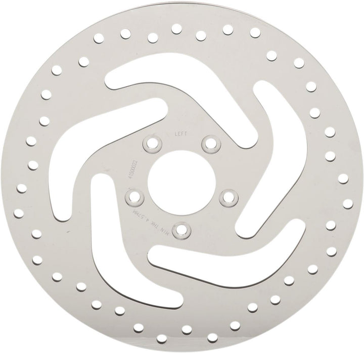 Drag Specialties Polished Stainless Steel Drilled Front Brake Rotor - Part #17103048 - Hogparts UK