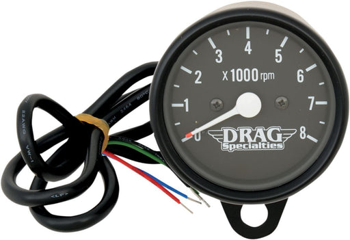 Drag Specialties 2.4" Tachometer 8000Rpm Bulb Black Housing Black Face - Part #22110119 - Hogparts UK