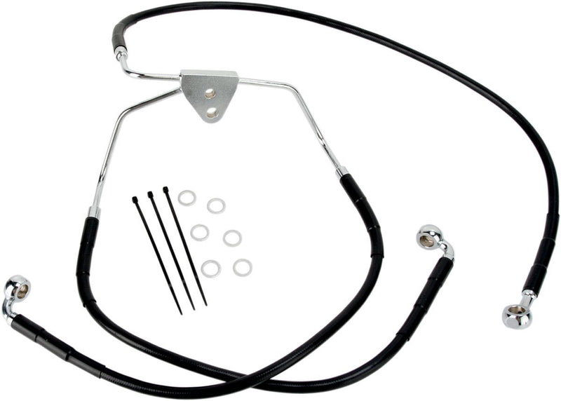 Drag Specialties Front Brake Line Black Vinyl Coated Stainless Steel Extended 2" - Part #17412509 - Hogparts UK