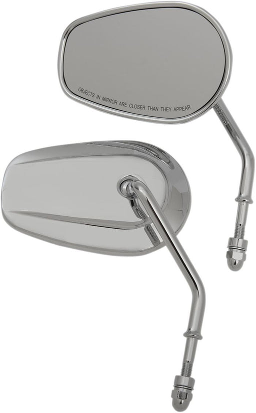 Drag Specialties Mirrors Short Stem One-Style Tear Drop Chrome - Part #06401307 - Hogparts UK