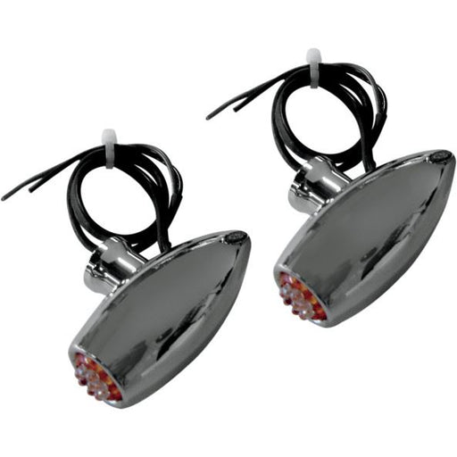 Joker Machine Chrome/Amber Astro L.E.D. Side Rail Turn Signals <br>Vendor Part # 05-53AC - hogparts-uk.myshopify.com