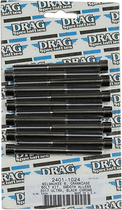 Drag Specialties Bolt Kit M8 Crankcase Smooth Socket Head Black - Part #24011024 - Hogparts UK