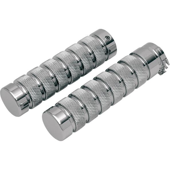 Accutronix  Grips Handlebar Knurled Notched 1" Chrome - Part #105661 - Hogparts UK