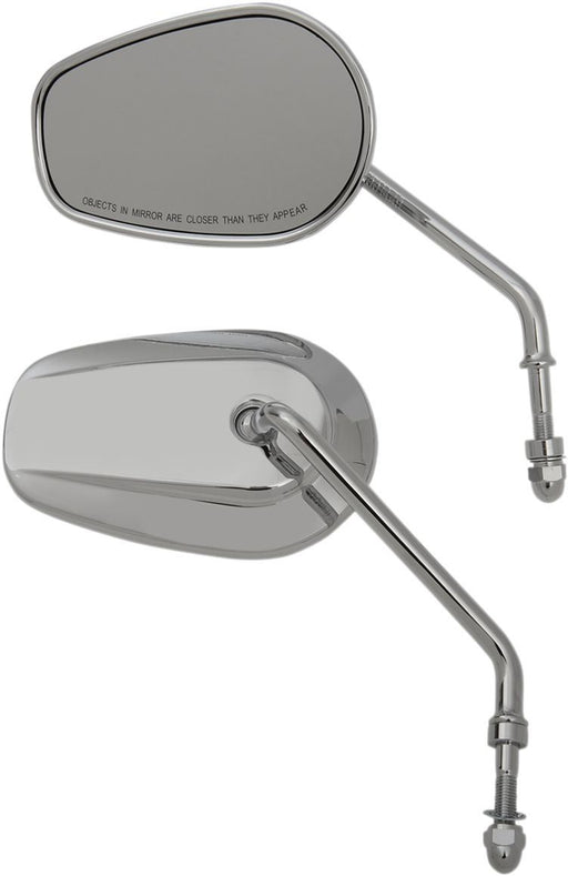 Drag Specialties Mirrors Long Stem One-Style Tear Drop Chrome - Part #06401309 - Hogparts UK