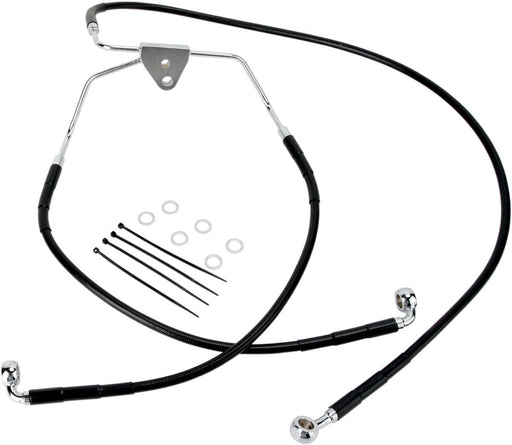 Drag Specialties Front Brake Line Black Vinyl Coated Stainless Steel Extended 10" - Part #17412513 - Hogparts UK