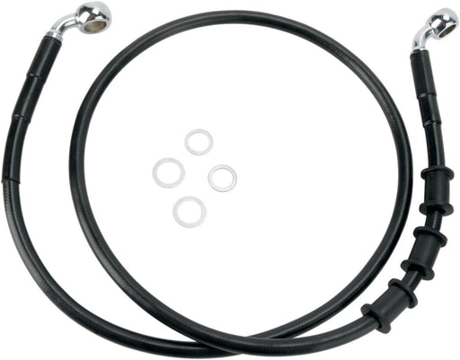 Drag Specialties Front Brake Line Black Vinyl Coated Stainless Steel Extended 10" - Part #17412851 - Hogparts UK