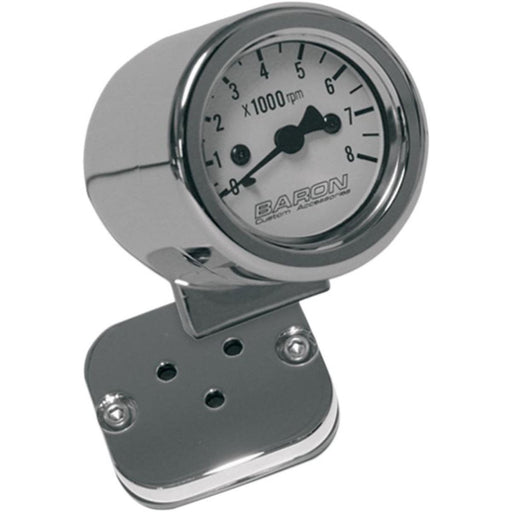 BARON TACHOMETER 2" MINI BULLET WHITE FACE W/ 1" CLAMP - 22110059 - Hogparts UK