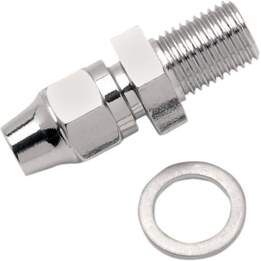 Drag Specialties Universal Brake Line Fitting Chrome 3/8"-24 Male NPT Straight - Part #17420063 - Hogparts UK