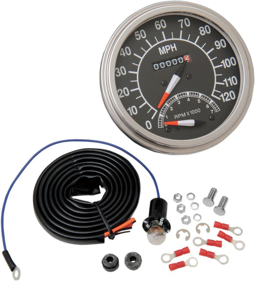 Drag Specialties Fl Speedometer 2:1 68-84 Face W/Tach - Part #DS243870 - Hogparts UK