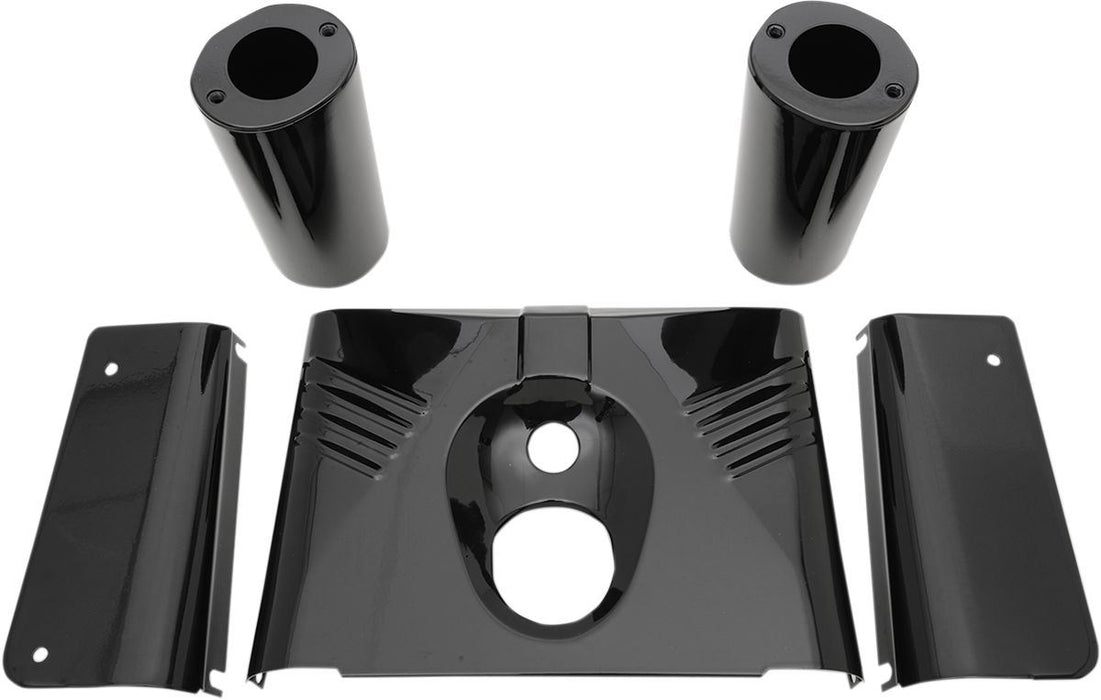 Drag Specialties Fork Tins/Slider Ribbed Covers Gloss Black - Part #04110144 - Hogparts UK