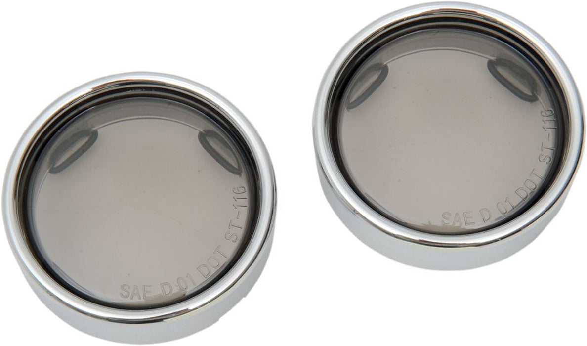 Drag Specialties Deuce-Style Turn Signal Deep-Dish Lens W/ Chrome Trim Ring Smoke - Part #20200547 - Hogparts UK