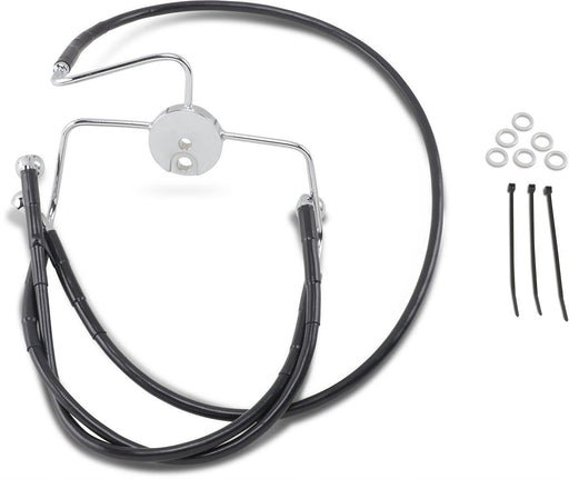 Drag Specialties Front Brake Line Black Vinyl Coated Stainless Steel Extended 8" - Part #17412524 - Hogparts UK
