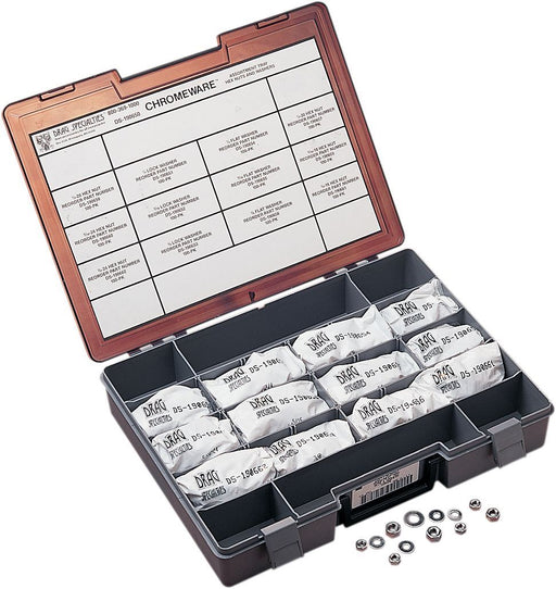 Drag Specialties Washer And Hex Nut Assortment Chrome - Part #DS190650 - Hogparts UK