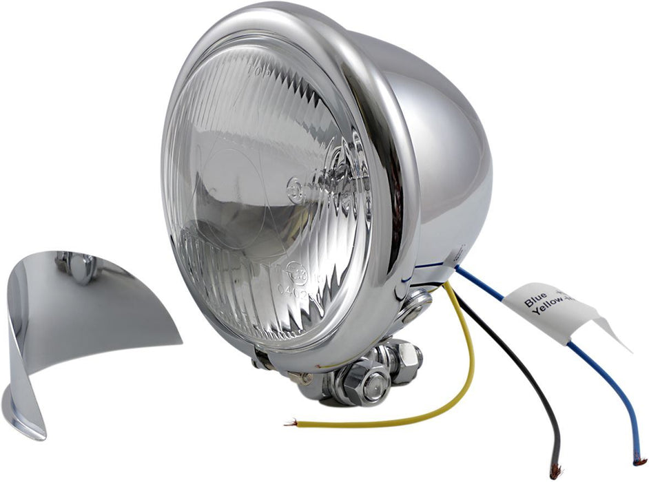 Drag Specialties Spotlight 4.5" W/ Visor Plain Swivel-Mount Chrome H3 55W - Part #DS280055 - Hogparts UK