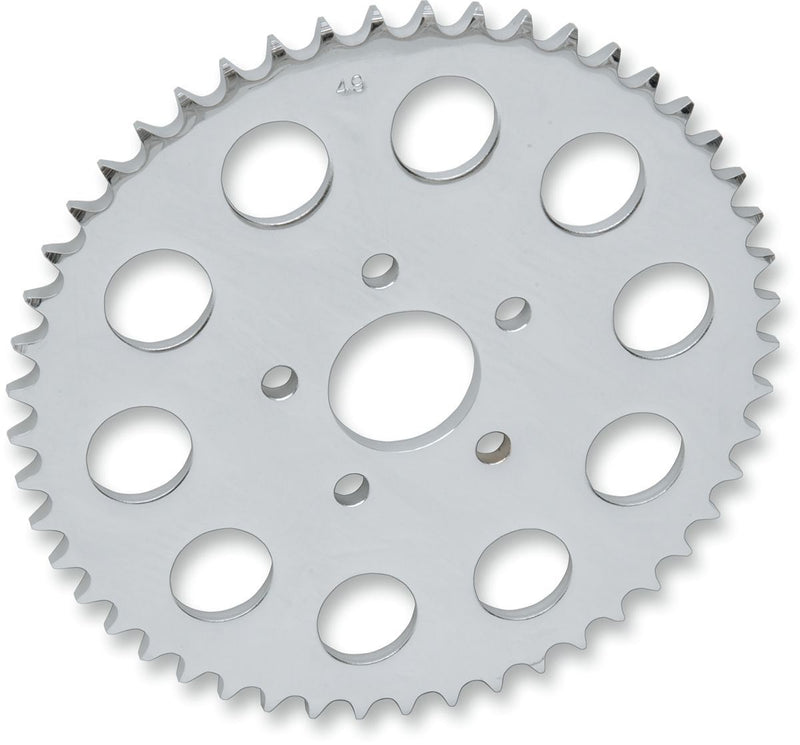 Drag Specialties Rear Chain Sprocket 530 Flat 49T Steel/Chrome - Part #12100365 - Hogparts UK