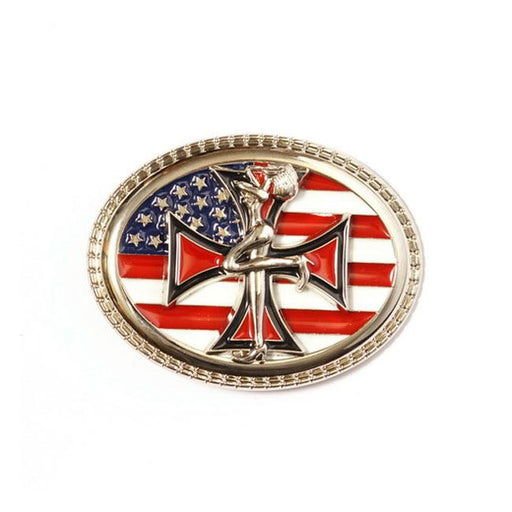 USA FLAG WITH CROSS BUCKLE - <br><br>Part #545625 - hogparts-uk.myshopify.com