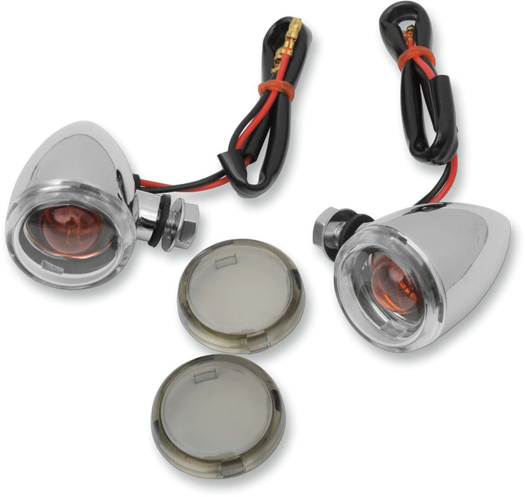 Drag Specialties Mini-Deuce Marker Lights Bolt-Mount Clear/Smoke Lens Chrome - Part #20400530 - Hogparts UK