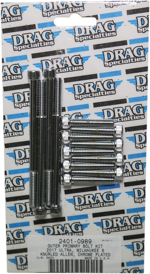 Drag Specialties Bolt Kit M8 Outer Primary Knurled Allen Head Chrome - Part #24010989 - Hogparts UK