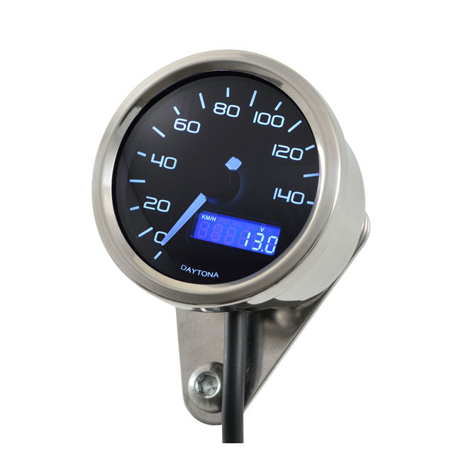Motorcycle Storehouse Velona 60mm Electronic Speedometer 140Mph/Kmh, Ss for Univ.