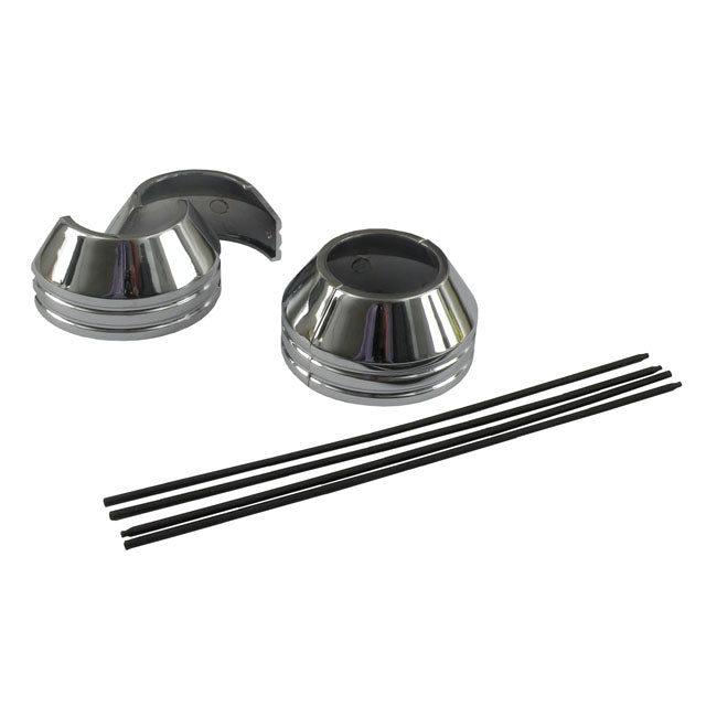 Motorcycle Storehouse 2-Piece Chrome Fork Boot Covers for 80-86 FXWG; 84-99 FXSTC; 84-15FXst/B; 93-05 FXDWG