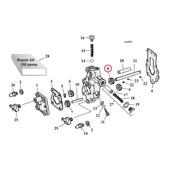 MCS Feed Gear, Driven. Oil Pump – 1948–1967 Big Twin