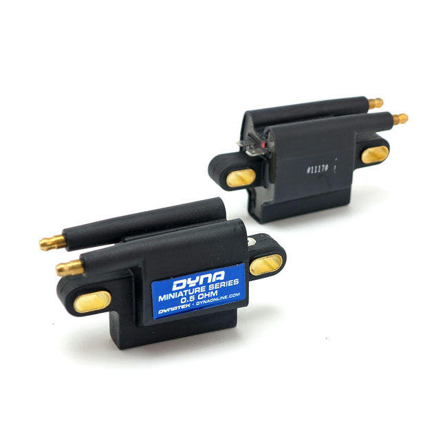 Dynatek, Dyna Miniature Coil Set. Dual Tower, 12V, 0.5 Ohm for 99-17 Twin Cam Models In Custom Applications. (0.5 Ohm, Carburetted Or Fuel Injected)