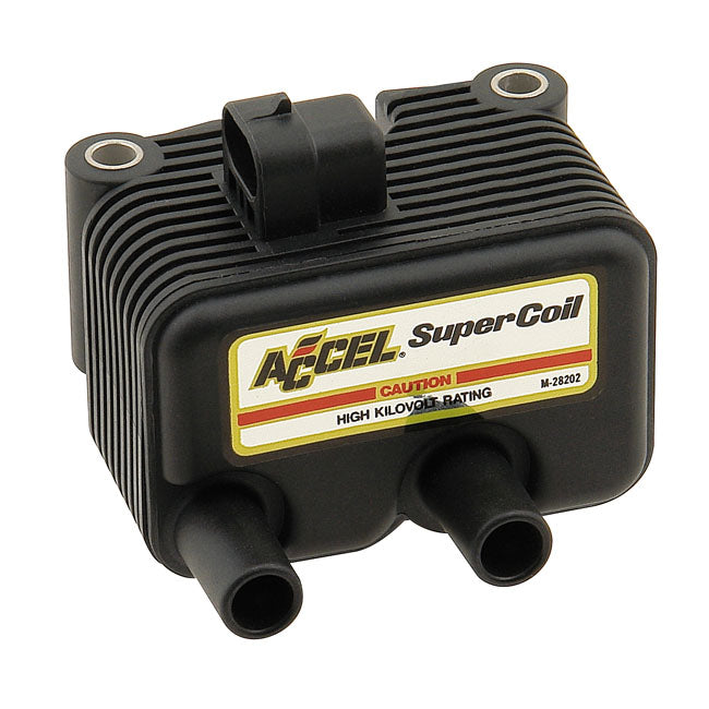 Accel, Twin Cam Dual Fire Super Coil. 12V / 0.5 Ohm for 00-06 Softail; 99-05 Dyna; 02-06 Flt; 04-06 XL. (Single Fire, Carburetted)