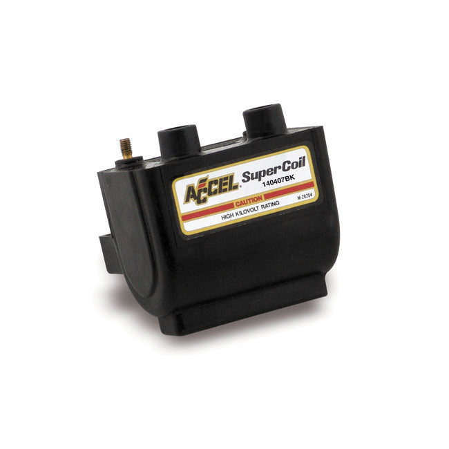 Accel, Hei Super Coil Black, 12V / 2.3 Ohm for 65-99 Big Twin; 65-03 XL. For Electronic Ignition (Excl. Twin Cam & Other Single Fire Models) In Custom Applications (Dual Fire, Carburetted Models)