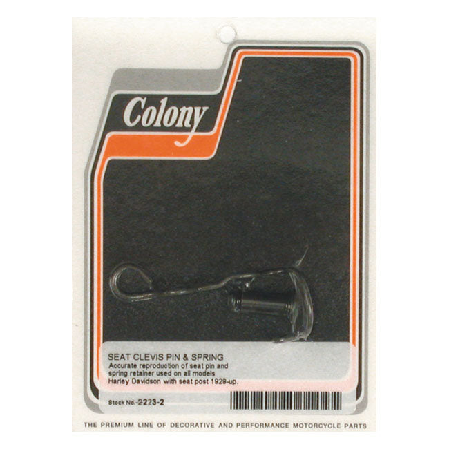 Colony Seat Clevis Pin And Spring for All Models With T-Bar And Seat Post 1929-Up  51918-29 + 51920-29 (B.O.