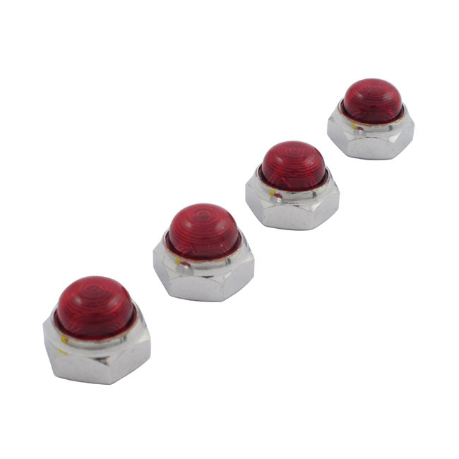 MCS Rocker Shaft End Nut Set, Red Plastic Inserts – 1966–1984 Shovelhead; 1957–1985 XL…