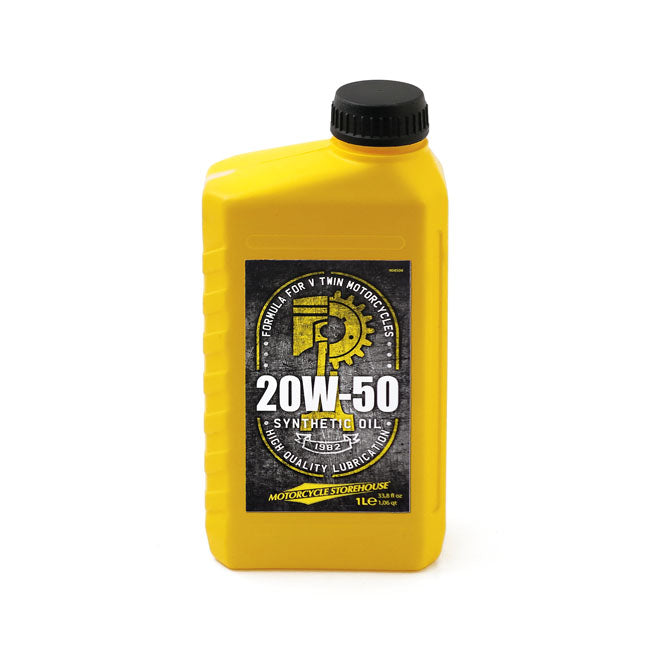 Motorcycle Storehouse 20W50 Full Synthetic Motor Oil for 84-20 Big Twin; 86-20 XL; 08-12XR1200; 02-17V-Rod; 15-20 Xg750/500 Street; 17-20 Xg750A Street Rod