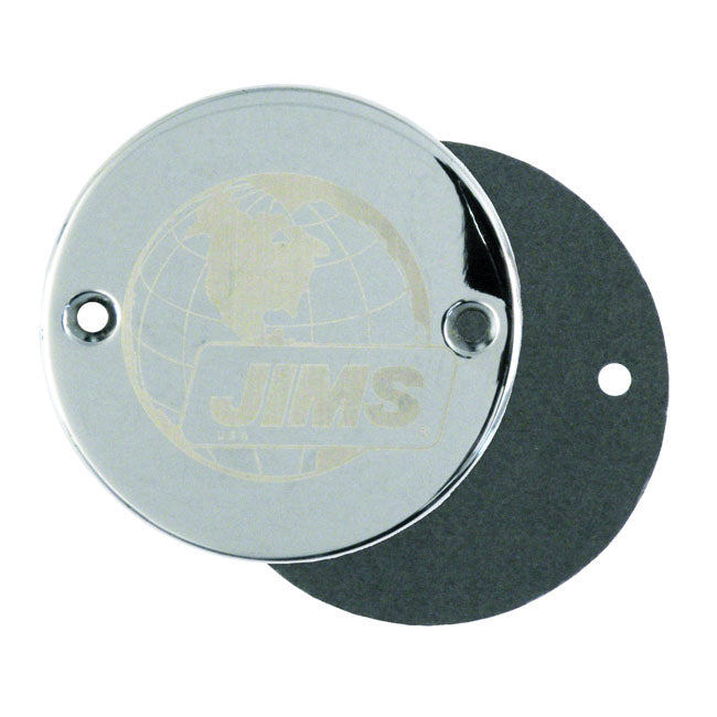 Jim's, Point Cover 'Lasered World Logo'. Chrome for 70-99Big Twin (Excl. TC); 71-20 XL (Excl. 08-12 XR1200)