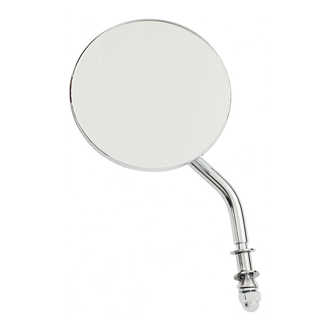 MCS Steel 4" Round Mirror. Chrome, Short Stem – 65-Up H-D