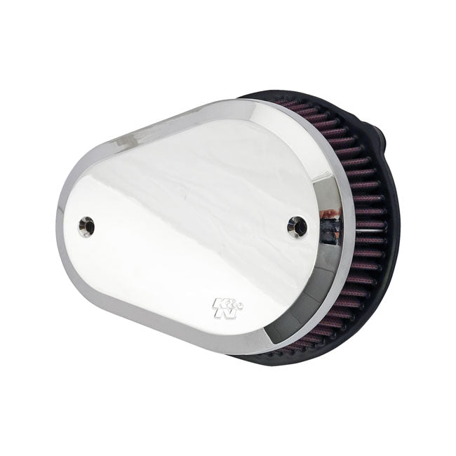 K&N Street Metal High-Flow Air Intake Flare, Chrome for 00-15 Softail; 99-17 Dyna (Excl. 2017 FXdls); 02-07 Touring . (Cv Carb & Delphi Inj)