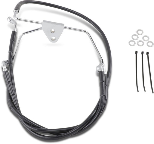 Drag Specialties Front Brake Line Black Vinyl Coated Stainless Steel Extended 10" - Part #17412519 - Hogparts UK